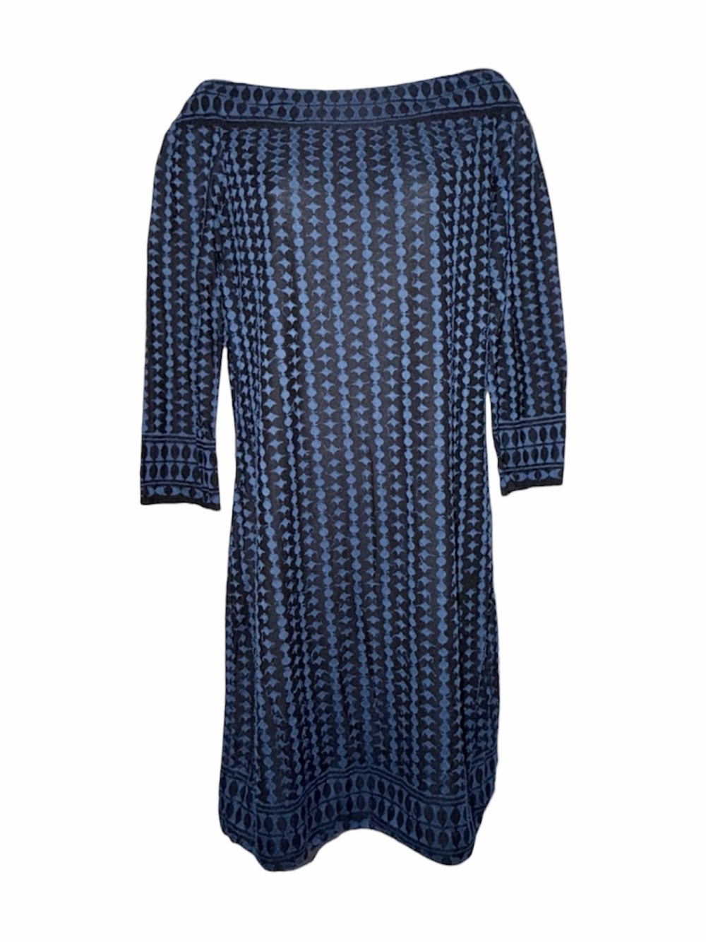 Max Studio Women's Blue Geometric Knit Dress Long Sleeve Size L